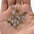 Pendentifs en pierre violette en forme de croissant avec boucles dorées pour bijoux - Pendentif Uniquement / Cristal blanc