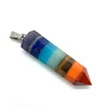 Chakra natural stone hexagonal crystal pendant with silver bail for meditation - No.1 Hexagonal Prism Style (47x12)