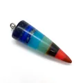 Macro view of multi-layer natural stone hexagonal crystal pendulum with silver bail - No.3 Conical Style (48x14)