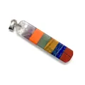 Flat rectangular 7 chakra natural stone pendant with polished silver clasp - No.4 Rectangular Style (10x48)