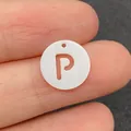Perle lettre P creuse ronde 12mm en coquillage naturel pour création de bijoux DIY - Lettre P