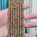 Brins de perles plates rondes en pierre unakite pour la création de bijoux DIY - Modèle Petite Assiette Ronde / Unakite