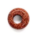 Polished red goldstone donut bead with sparkling metallic particles for DIY jewelry - 4x10mm / Gold Sandstone