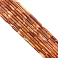 Polished 4x13mm tiger eye cylindrical natural stone beads for DIY jewelry making - Red Wood Grain Stone