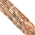 Orange and grey natural marble texture 4x13mm cylinder tube beads for jewelry making - Rhodochrosite