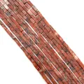 Cuentas rectangulares de piedra natural roja 2x4mm con patrón de mármol para DIY - 2x4mm / Estilo 2 (ai-Marrón Rojizo)