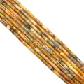 Macro view of cylindrical natural stone beads in orange and gray hues for DIY jewelry - 4x13mm / Crazy Lace Agate (20)
