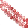 Perle in agata ciliegio rosa 10x12mm a forma di goccia per la creazione di gioielli fai da te - 10x12mm / Quarzo rosa