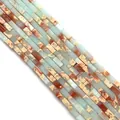 Cuentas rectangulares de turquesa natural 2x4mm con textura jaspeada en rojo y azul - 2x4mm / Estilo 5 (ai-Textura Multicolor)