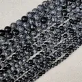 Natural snowflake obsidian round beads for jewelry making in various sizes 4mm to 12mm - Snowflake Stone 4mm