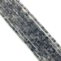 Cuentas rectangulares de labradorita natural 2x4mm acabado moteado gris y negro - 2x4mm / Estilo 7 (ai-Textura Gris-Negro)