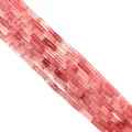 Natural strawberry quartz 4x13mm cylindrical tube beads for DIY jewelry making - 4x13mm / Watermelon Quartz (40)