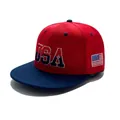 Κόκκινο και μπλε USA hip hop καπέλο με ίσιο γείσο και κέντημα σημαίας - M / Κόκκινη Κορυφή Μπλε Γείσο