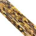 Cuentas rectangulares de ojo de tigre con fibras naturales para creación de joyas - 2x4mm / Estilo 10 (ai-Ojo de Tigre Marrón Dorado)