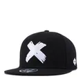 Gorra snapback hip-hop negra unisex con bordado de manos cruzadas y visera plana - Cierre Completo / Negro y Blanco