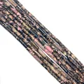 Polished natural rhodonite tube beads 4x13mm with pink and black mottled texture - 4x13mm / Rhodonite (19)