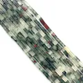 Cuentas tubulares de piedra natural verde musgo y blanco para joyería artesanal - 2x4mm / Estilo 14 (ai-Verde Musgo)