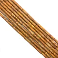 Brown wooden texture natural stone tube beads 4x13mm for DIY jewelry making - 4x13mm / Wood Grain Stone (29)