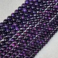 Strands of polished purple tiger eye round beads with silk luster for jewelry making - Dark Purple Tiger Eye / 10mm