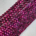 Polished deep pink tiger eye beads in various sizes for DIY jewelry making - Rose Red Tiger Eye / 10mm