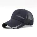 Dunkelblaue atmungsaktive Mesh-Baseballkappe mit SportStyle-Stickerei für Outdoor-Sport - Verstellbar / Mesh Marineblau