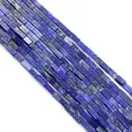 Cuentas rectangulares de lapislázuli azul intenso con motas naturales de pirita - 2x4mm / Lapislázuli (Azul Profundo)