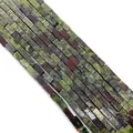 Cuentas rectangulares de unakita natural verde y roja para creación de joyas - 2x4mm / Estilo 32 (ai-Textura Verde-Marrón Rojizo)