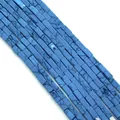 Cuentas rectangulares de turquesa azul con vetas negras para joyería artesanal - 2x4mm / Estilo 36 (ai-Textura de Mármol Azul Cielo)