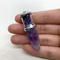 Amethyst Edelstein Anhänger in Projektilform mit silberner Metallöse für DIY Schmuck - 17x52mm / Amethyst