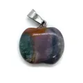 Ciondolo a forma di mela in pietra naturale con chiusura in argento multicolore - 19x20mm / Pietra arcobaleno