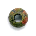 Polierte 8x14mm Unakit Naturstein Perle mit grün-rosa Textur und großer Bohrung - Unakit / 8x14mm