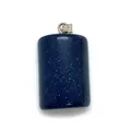 Blue goldstone cylinder pendant with silver metallic bail and sparkling starlight effect - Blue Sandstone