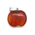 Pendentif pomme en pierre naturelle orange avec fermoir argenté pour bijoux - 19x20mm / Agate rouge