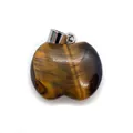 Pendentif œil de tigre en forme de pomme avec fermoir en métal pour bijoux DIY - 19x20mm / Œil de tigre