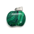 Pendentif en pierre de malachite en forme de pomme avec fermoir pour bijoux DIY - 19x20mm / Malachite