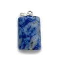 Lapis Lazuli blue natural stone pendant with silver clasp in rectangular shape - Blue Spot Stone