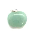 Pendentif en pierre naturelle vert clair en forme de pomme avec fermoir argenté - 19x20mm / Aventurine Vert Clair