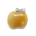 Pendentif en pierre naturelle jaune en forme de pomme avec fermoir pour bijoux DIY - 19x20mm / Topaze