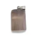 Translucent dark grey agate rectangular gemstone pendant with silver metal clasp detail - Grey Agate