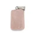 Semi-cylindrical rose quartz gemstone pendant with silver bail for DIY jewelry - Rose Quartz