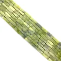 Green rectangle jasper stone beads in 4x13mm tubes for DIY jewelry making and crafts - 4x13mm