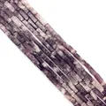 Purple Lepidolite natural stone rectangular tube beads 4x13mm for DIY jewelry making - 4x13mm / Purple Patterned Stone (No. 7)