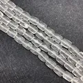 Faceted rectangular translucent white natural stone beads for DIY jewelry making - 8x11x15mm / Transparent Crystal