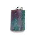 Polished rectangle Ruby in Zoisite stone pendant with silver metal bail clasp - India Agate