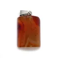 Orange carnelian agate rectangle pendant with silver bail and natural textures - Red Agate