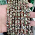 Natural teardrop shaped flat Unakite stone loose beads 8x10x5mm for DIY jewelry making - 8x10x5mm Approx 40 Pcs / No. 23