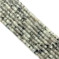 Perles cylindriques en pierre naturelle vert clair avec inclusions pour bijoux DIY - 4x4mm / N°9 Lazurite