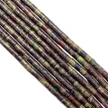 Perles cylindriques en pierre sang de dragon avec textures naturelles pour bijoux DIY - 4x4mm / N°10 Héliotrope Africain