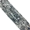 Natural spotted marble stone beads in rectangular tube shape for DIY jewelry making - 4x13mm / Map Stone