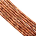 Perles cylindriques en pierre de soleil brune 4x4mm avec texture sablée dorée - 4x4mm / N°13 Goldstone